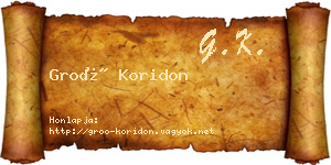 Groó Koridon névjegykártya